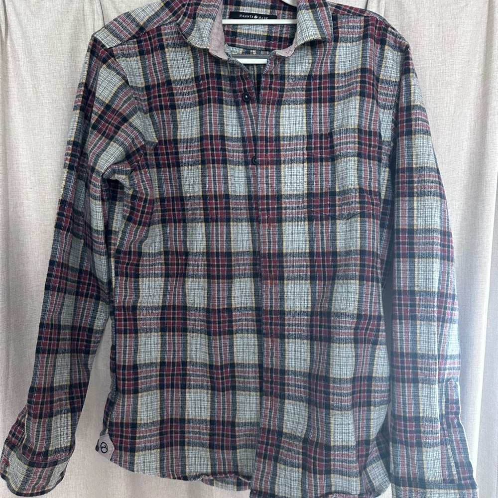 Hammer Made Plaid Flannel Men's Shirt - Red and Gray Thick Cotton